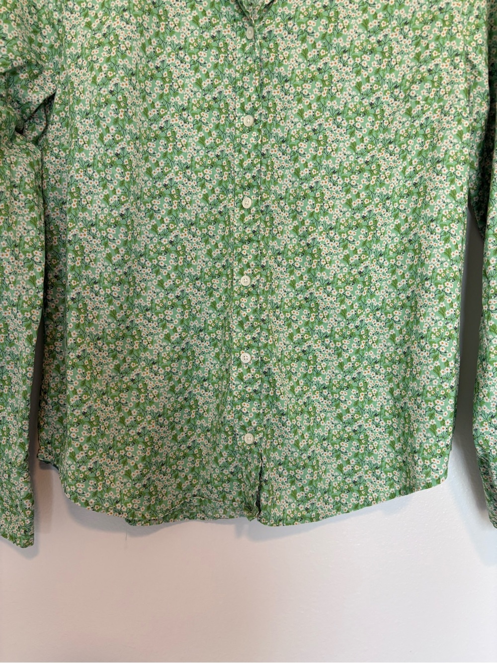 J. Crew Liberty of London Floral Cotton Poplin Perfect Button-Up Shirt Green 10 - Picture 4 of 9